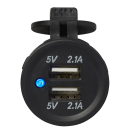 USB Doppel-Einbausteckdose 2x2100mA 12V/24V